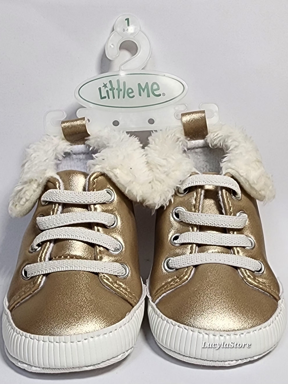Little Me Gold Faux-Fur Lined Kids Sneakers